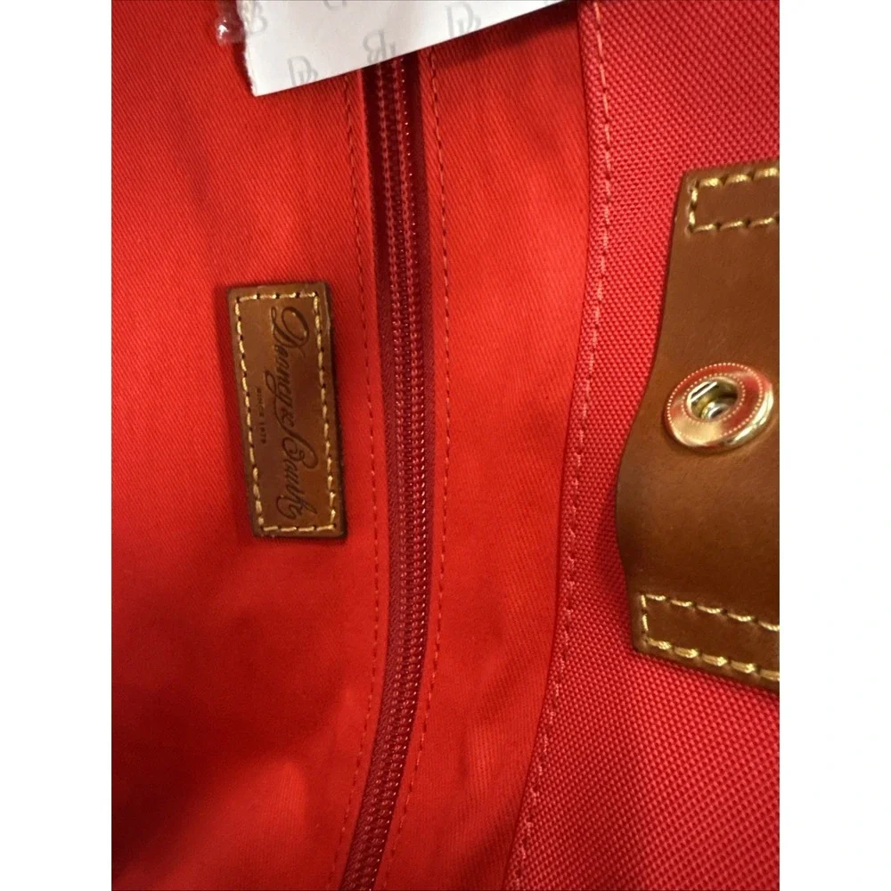 Dooney and Bourke Nylon Shopper Tote Bag Red Large Shoulder bag Leather Straps